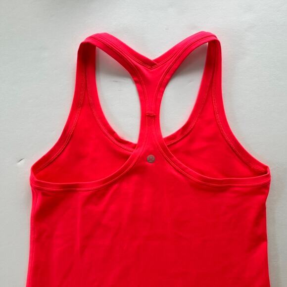 Lululemon Cool Racerback Tank Top Electric Coral Neon Size 10 Luon Yoga Gym - Picture 4 of 4